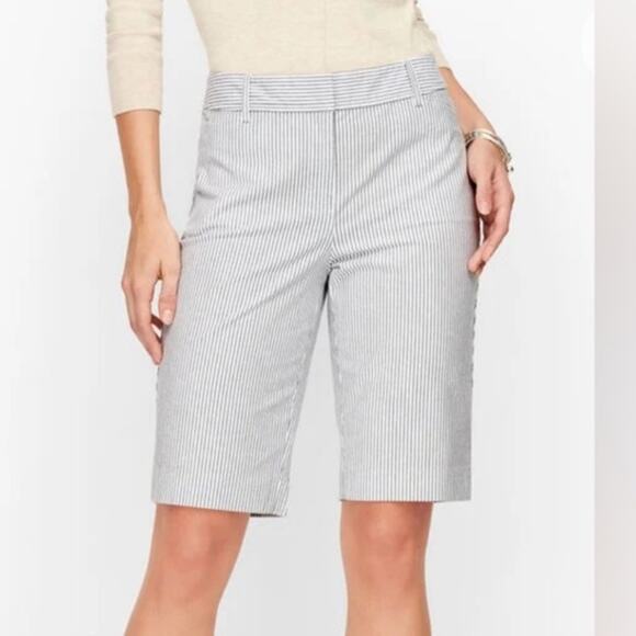 Talbots Gray Striped 10.5” Inch Perfect Shorts - Picture 1 of 6